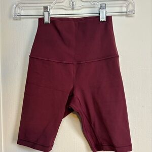 Red High-Waisted Bike Shorts with Stretchy Fit